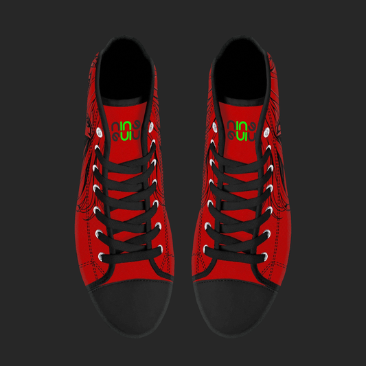 Crimson Rogue – Red Manga High-Top Canvas Sneakers