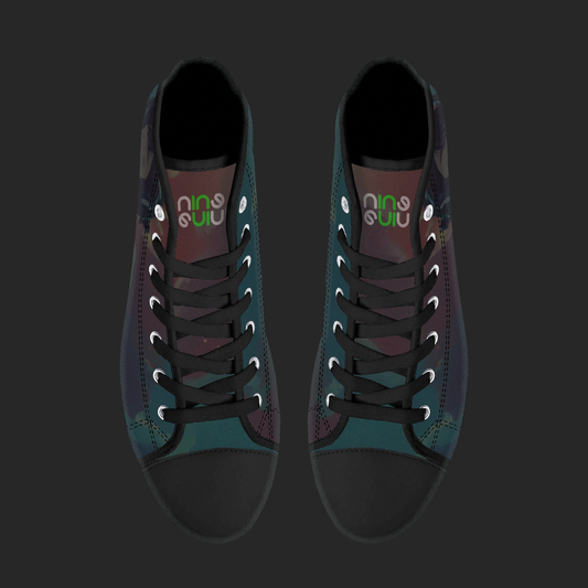 NightWave — Anime High-Top Canvas Sneakers (Blackout Edition)