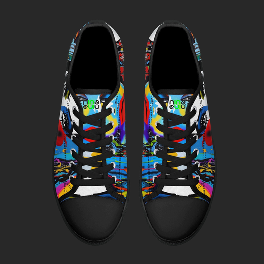 Urban Pop Art Low-Top Sneakers – Color Splash Portrait Edition
