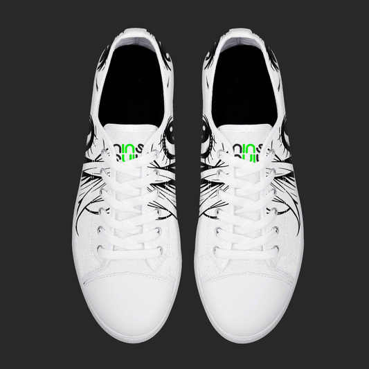 Manga Gaze — Minimalist Anime Eyes Canvas Sneakers (White Edition)
