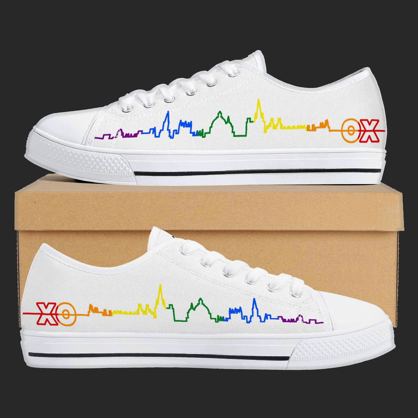 City Pulse — Minimalist Skyline Canvas Sneakers (White Edition)