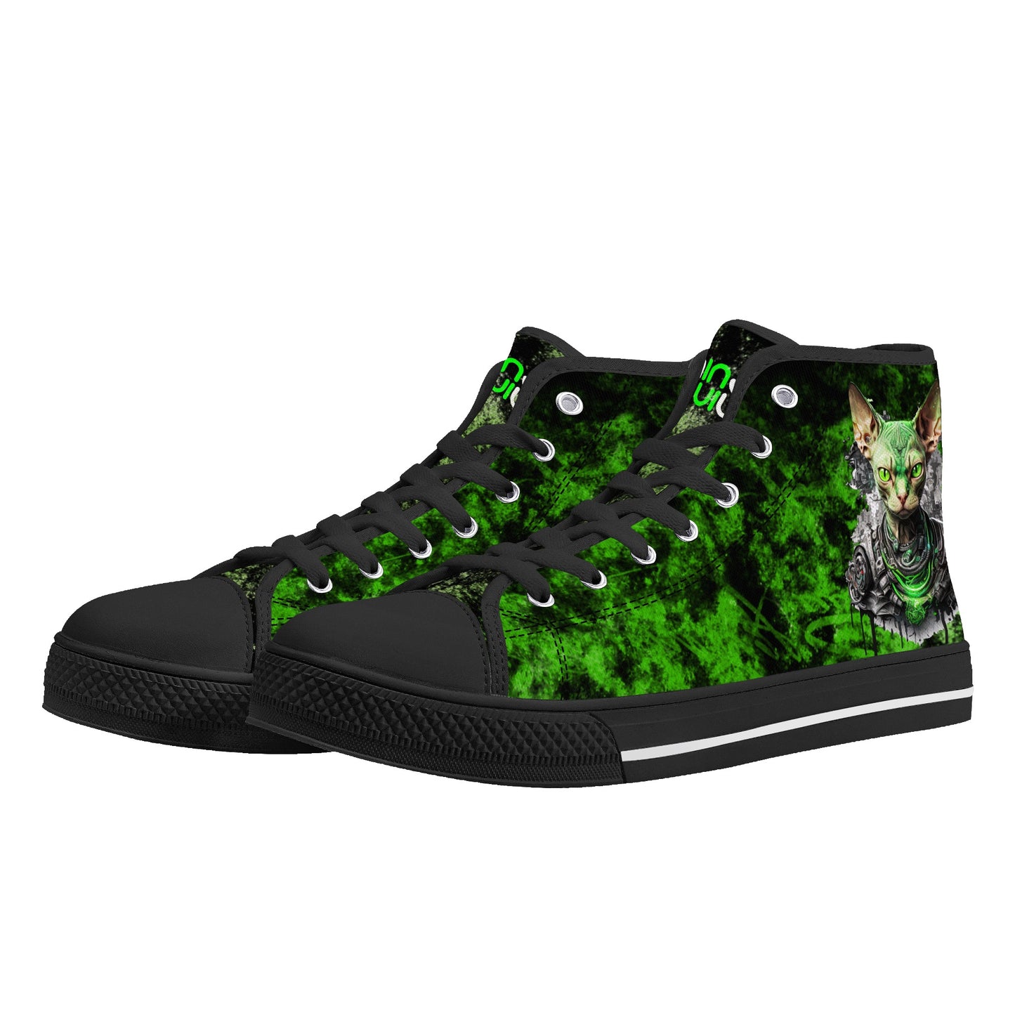 Men's High Top Canvas Shoes Cyberpunk Sphynx Cat