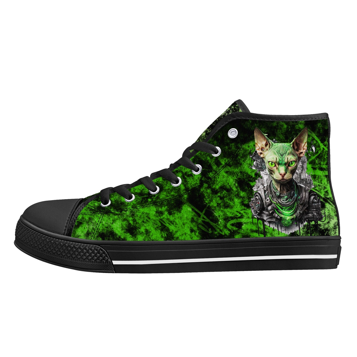 Men's High Top Canvas Shoes Cyberpunk Sphynx Cat