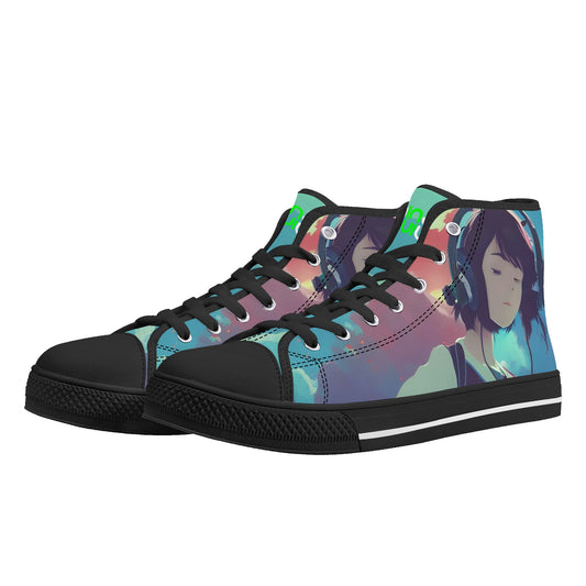 Women's High Top Canvas Shoes With Manga Design