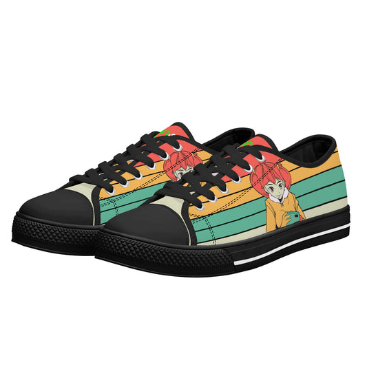 Women's Low Top Canvas Shoes With Manga Design