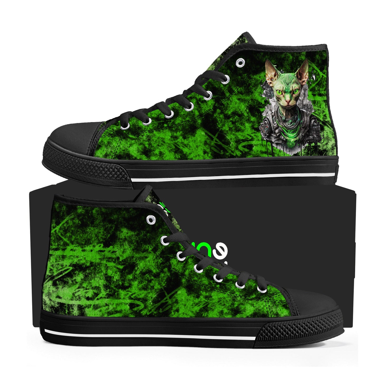 Men's High Top Canvas Shoes Cyberpunk Sphynx Cat