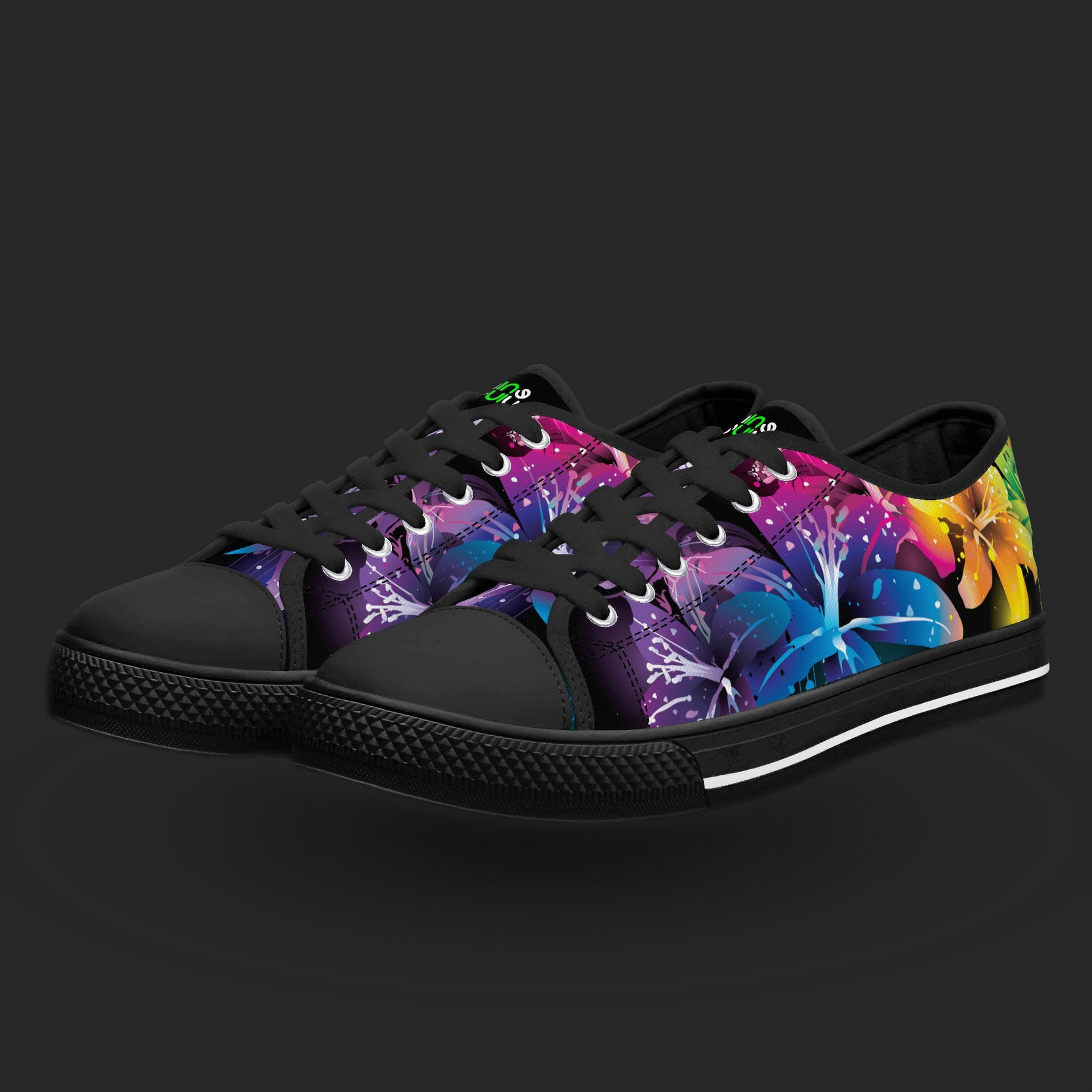 Rainbow Bloom Low-Top Canvas Sneakers