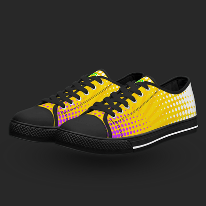 Pop Burst — Custom Low-Top Canvas Sneakers (White or Black Trim)