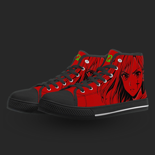 Crimson Rogue – Red Manga High-Top Canvas Sneakers