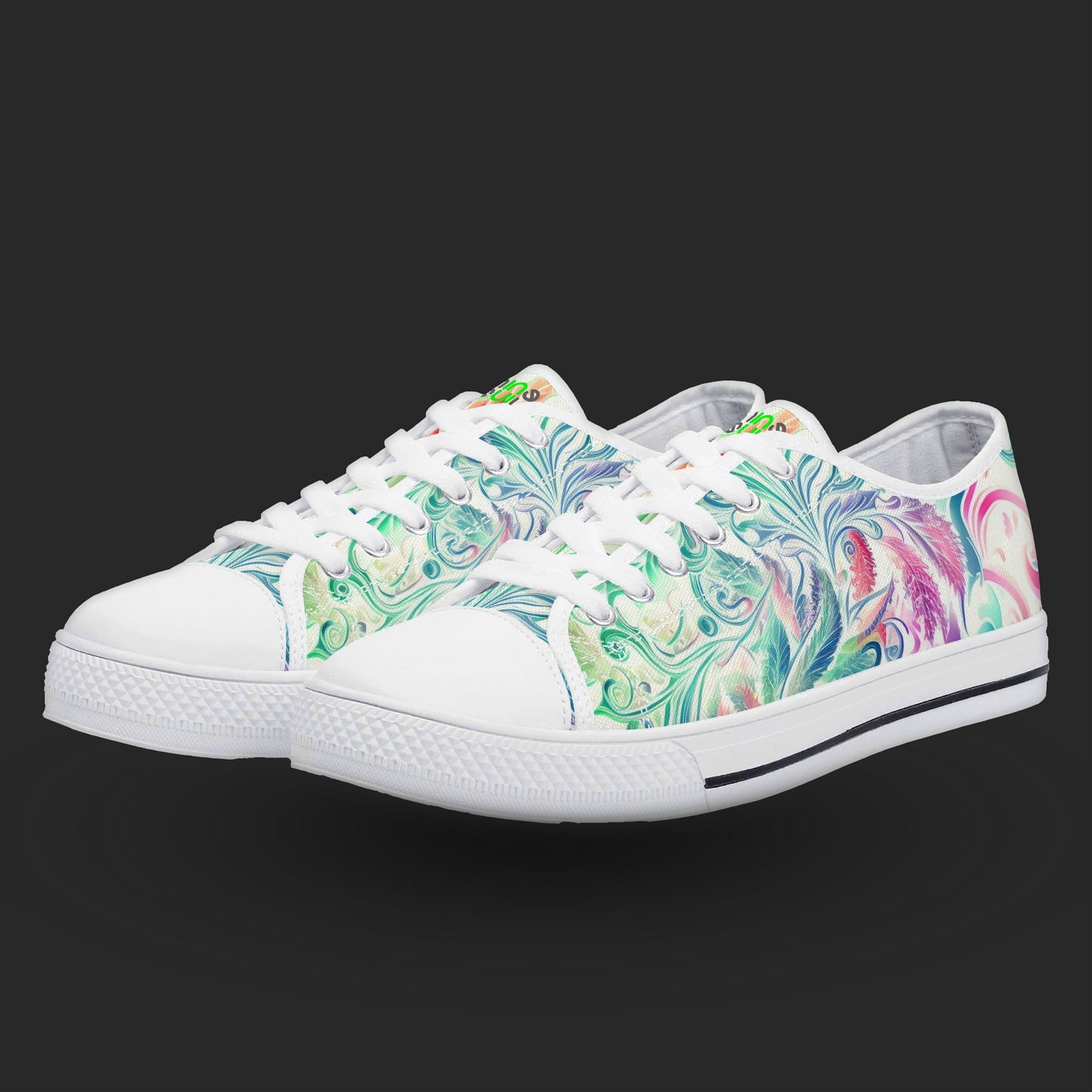 Aqua Swirl – Womens Low-Top Canvas Shoes