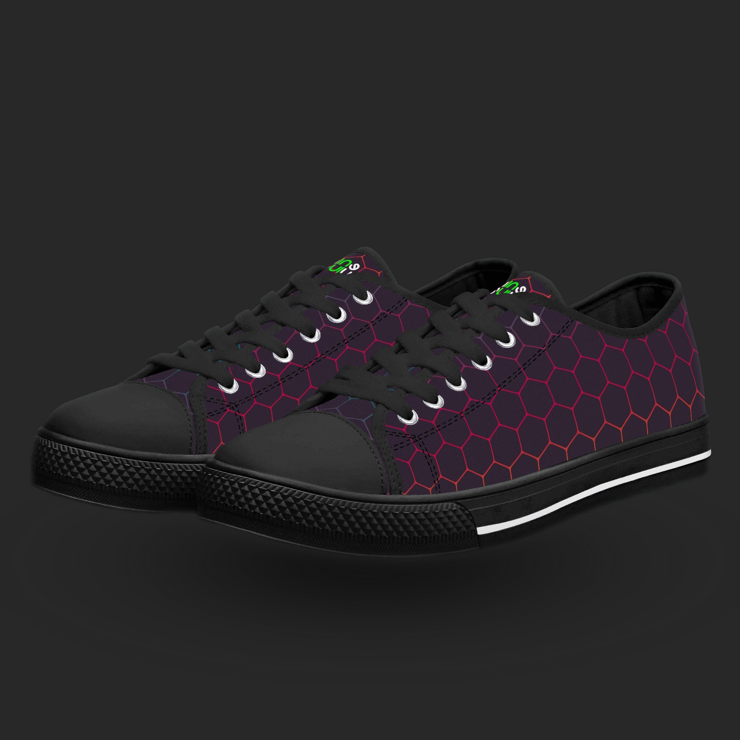 Neon Hex – Custom Low-Top Canvas Sneakers