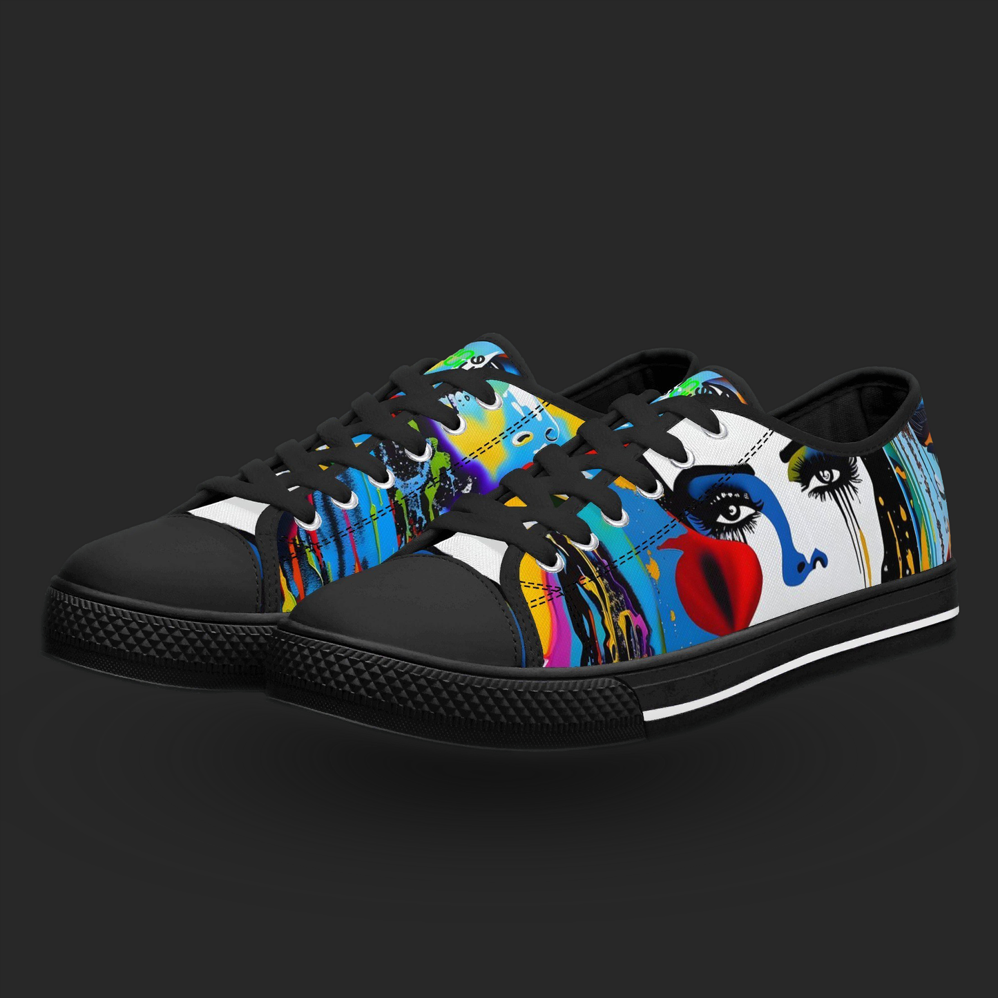 Urban Pop Art Low-Top Sneakers – Color Splash Portrait Edition