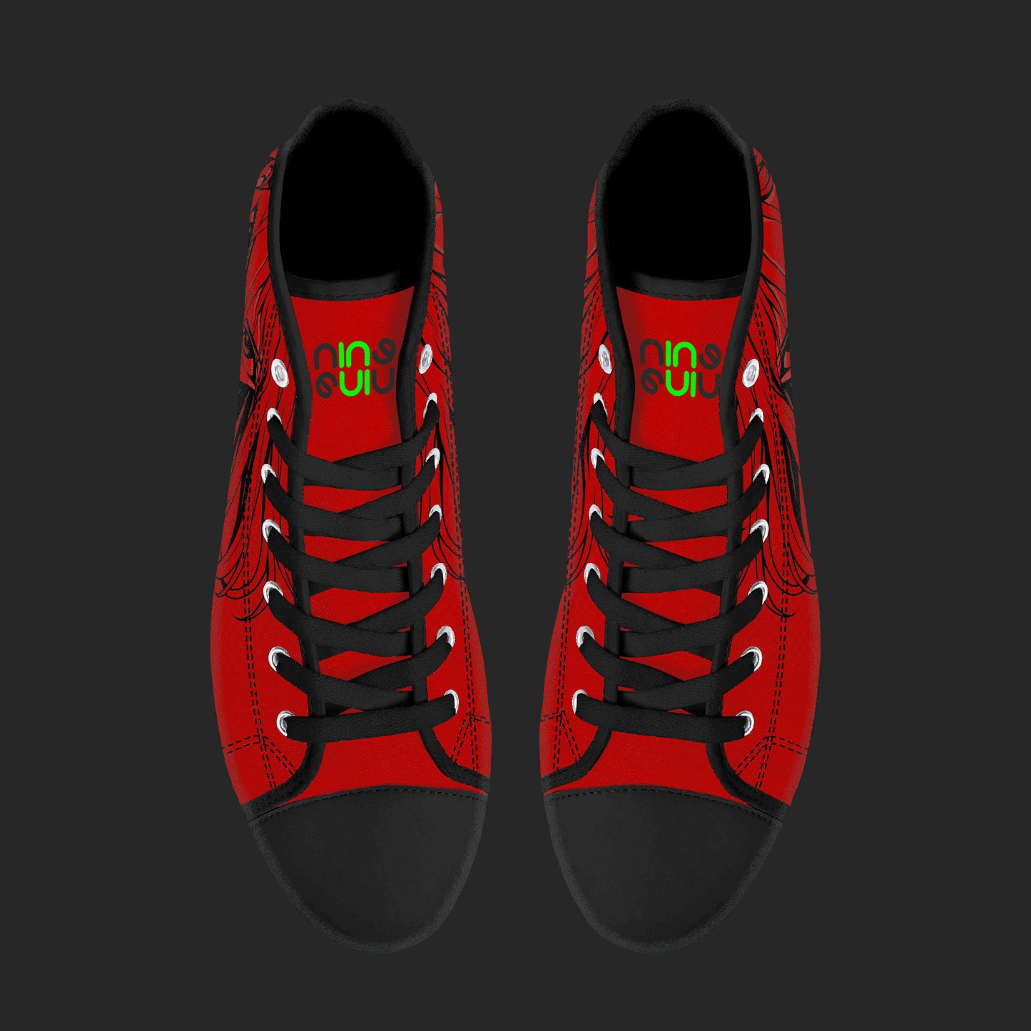 Crimson Rogue – Red Manga High-Top Canvas Sneakers