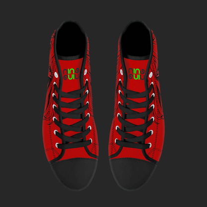 Crimson Rogue – Red Manga High-Top Canvas Sneakers