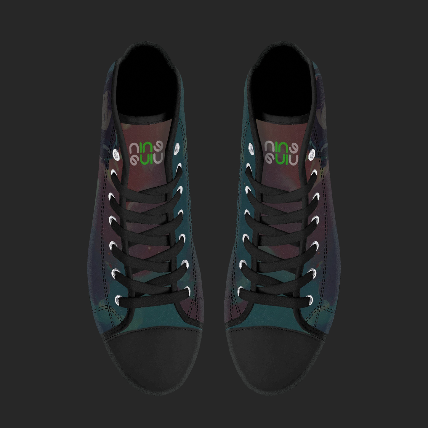 NightWave — Anime High-Top Canvas Sneakers (Blackout Edition)