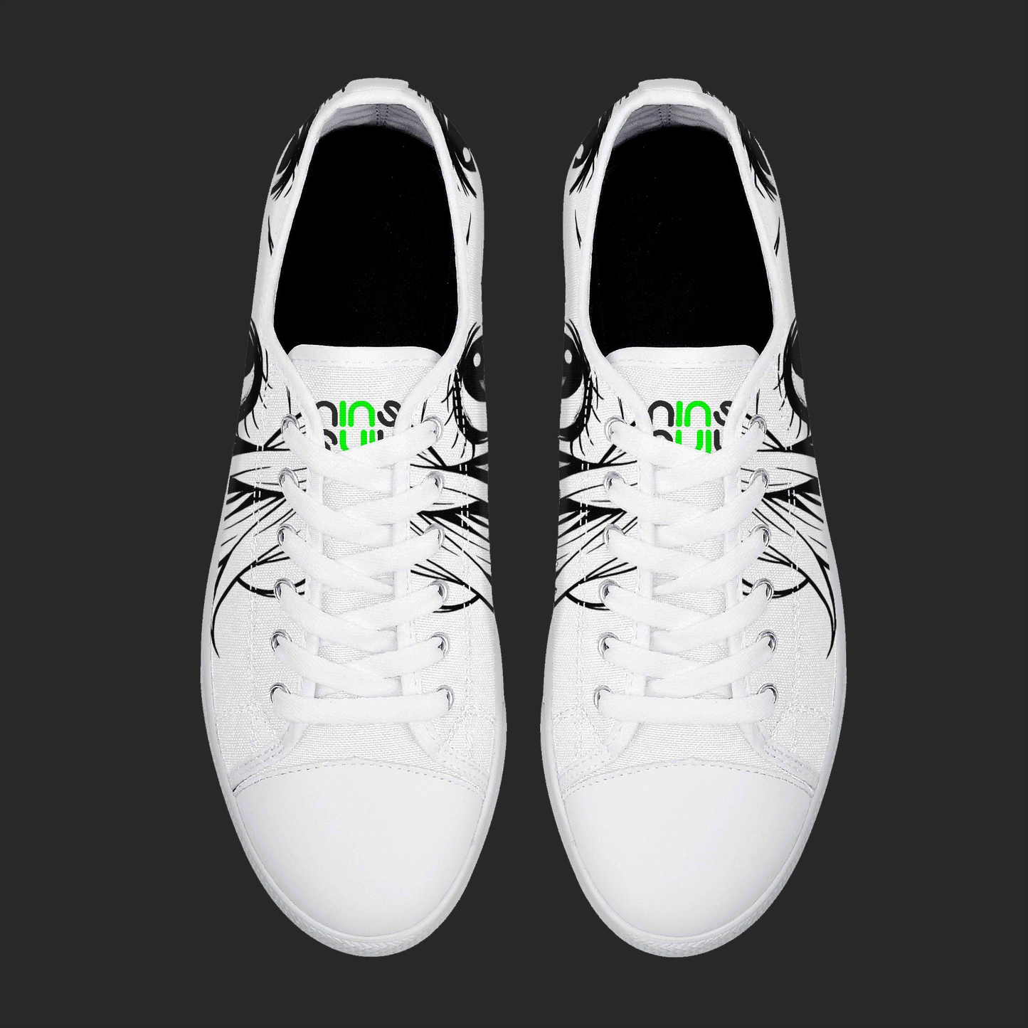 Manga Gaze — Minimalist Anime Eyes Canvas Sneakers (White Edition)