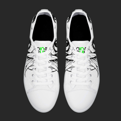 Manga Gaze — Minimalist Anime Eyes Canvas Sneakers (White Edition)