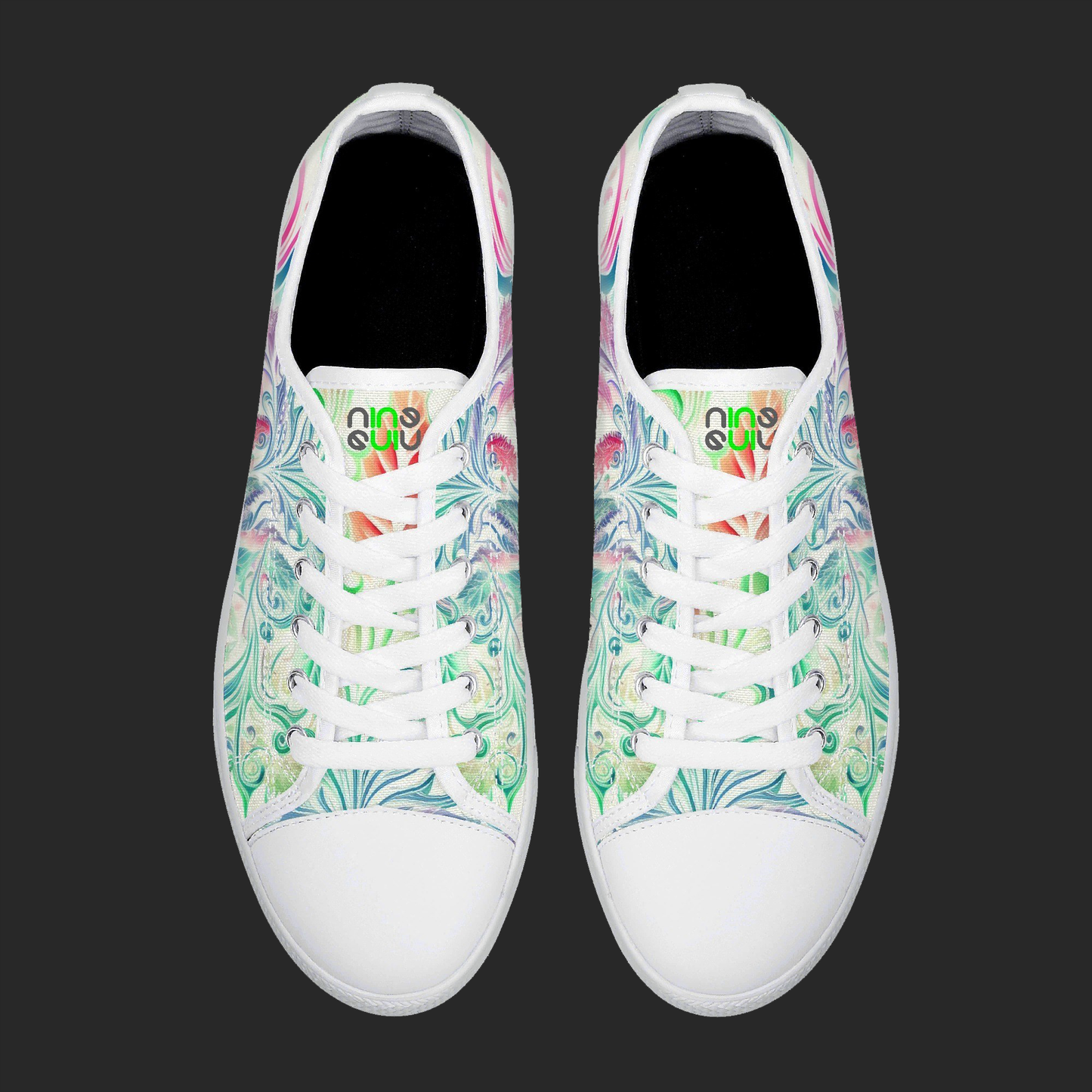 Aqua Swirl – Womens Low-Top Canvas Shoes