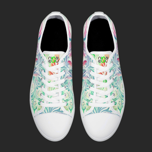 Aqua Swirl – Womens Low-Top Canvas Shoes