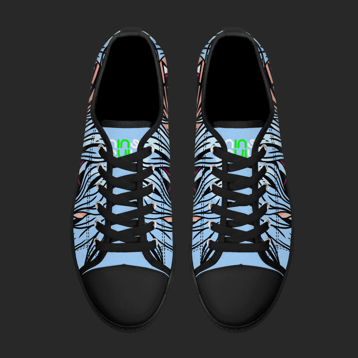 Neon Vision — Anime Street Low-Top Canvas Sneakers (Black or White Trim)