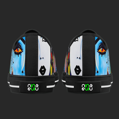 Urban Pop Art Low-Top Sneakers – Color Splash Portrait Edition