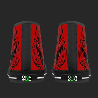 Crimson Rogue – Red Manga High-Top Canvas Sneakers