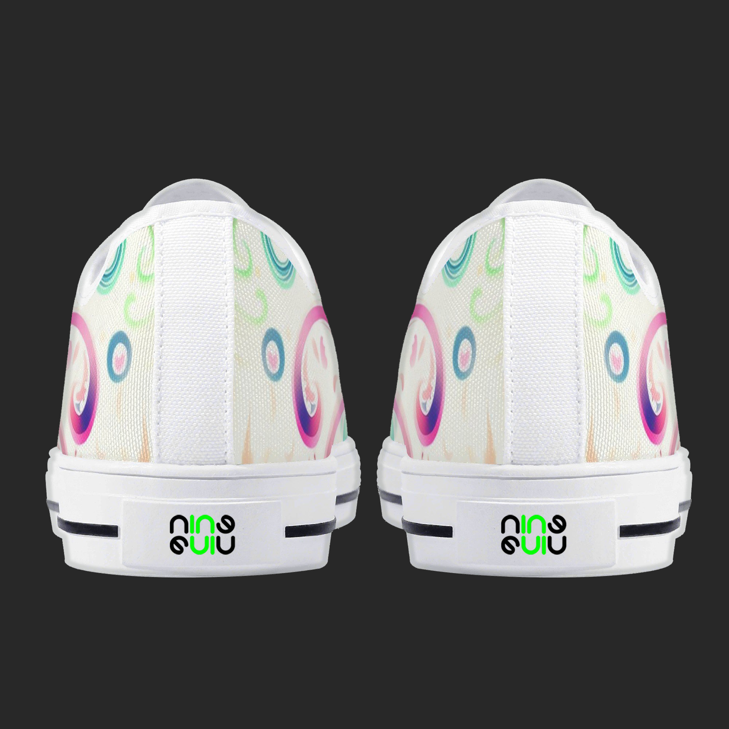 Aqua Swirl – Womens Low-Top Canvas Shoes