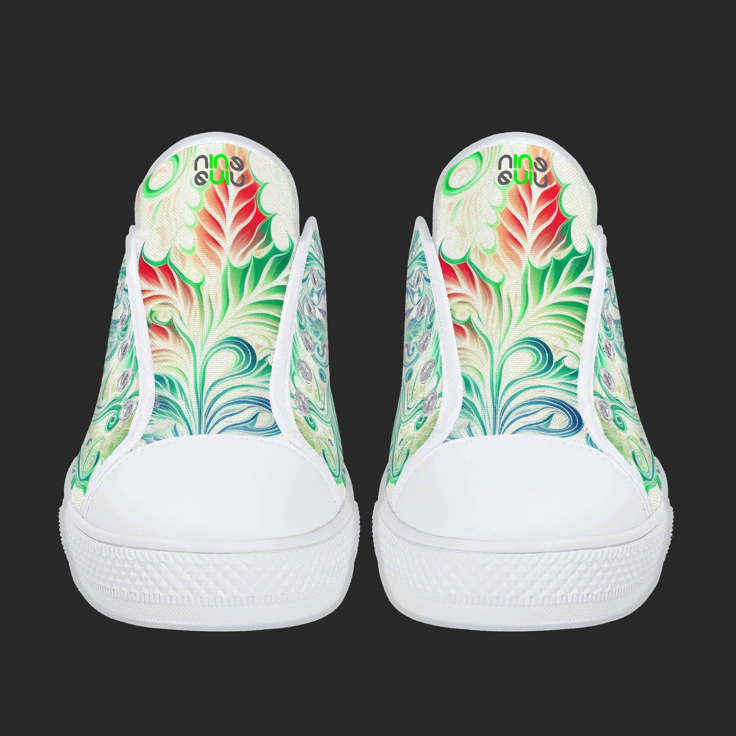 Aqua Swirl – Womens Low-Top Canvas Shoes