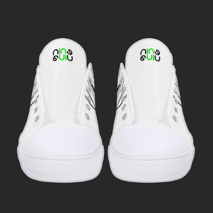 Manga Gaze — Minimalist Anime Eyes Canvas Sneakers (White Edition)
