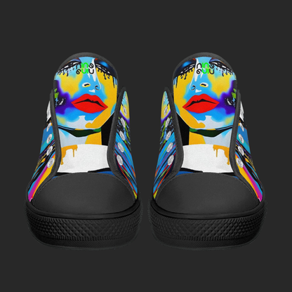 Urban Pop Art Low-Top Sneakers – Color Splash Portrait Edition