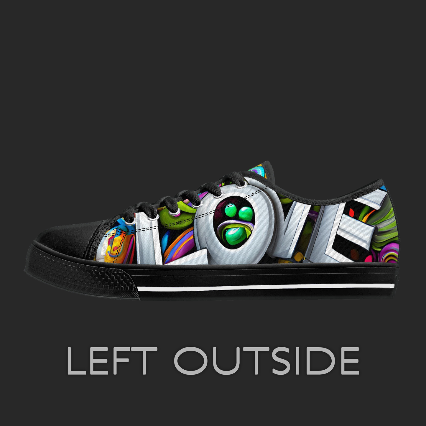 Love Burst Low-Top Sneakers – 3D Graffiti Pop Edition