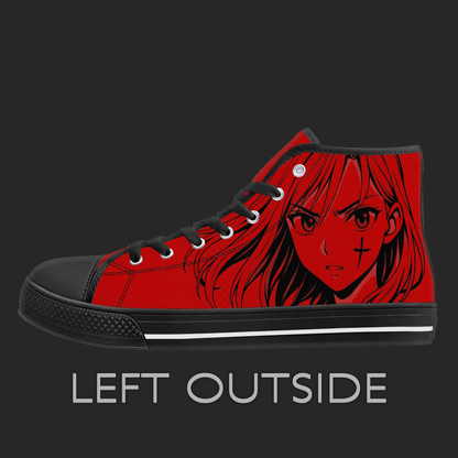 Crimson Rogue – Red Manga High-Top Canvas Sneakers