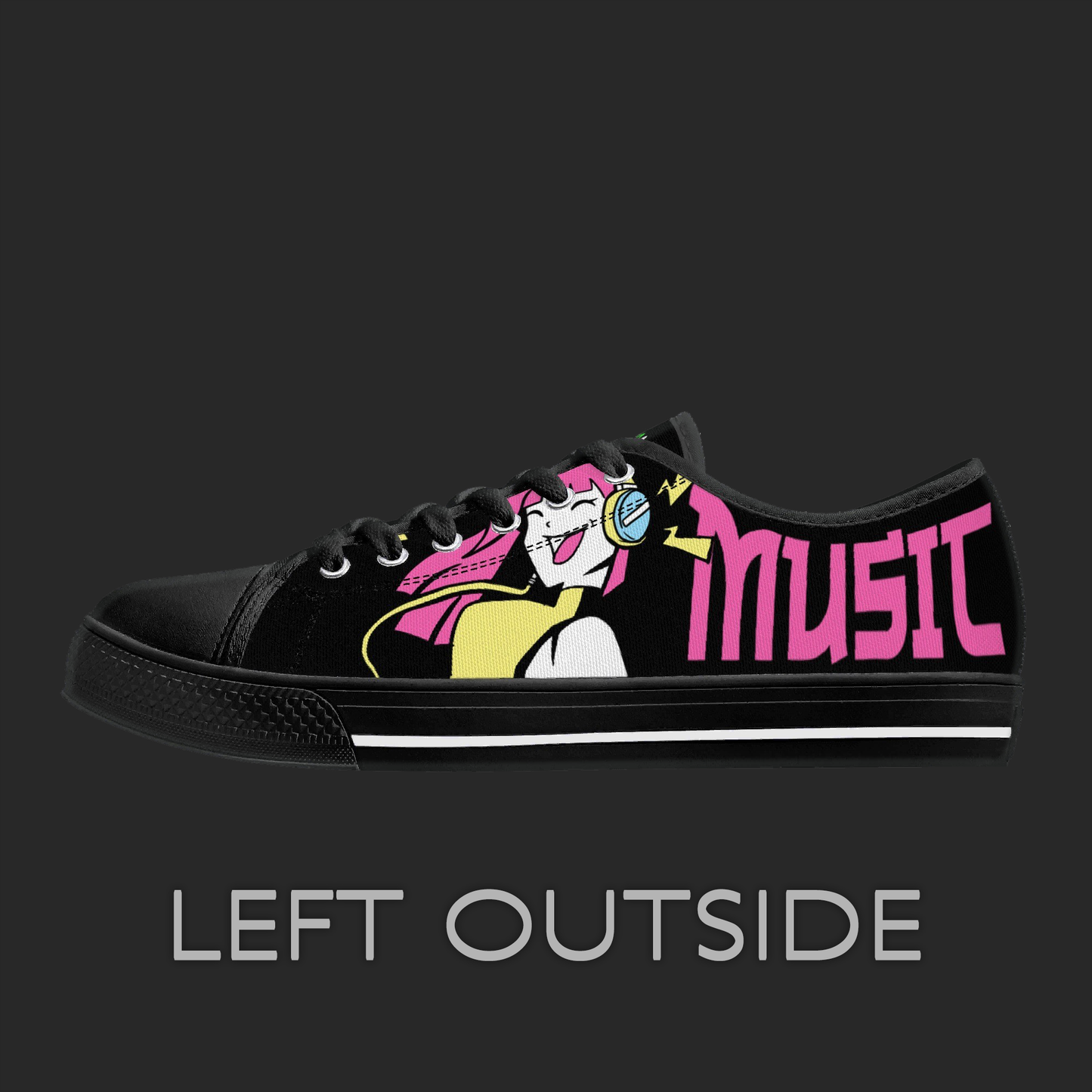 Music & Anime – Low-Top Canvas Shoes (Black Edition)