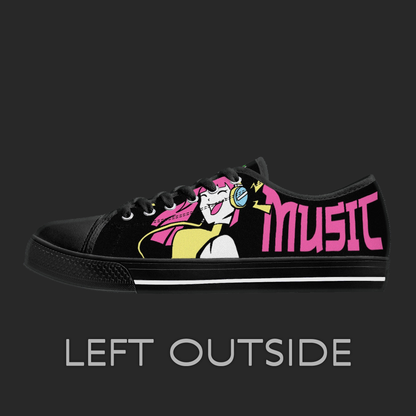 Music & Anime – Low-Top Canvas Shoes (Black Edition)