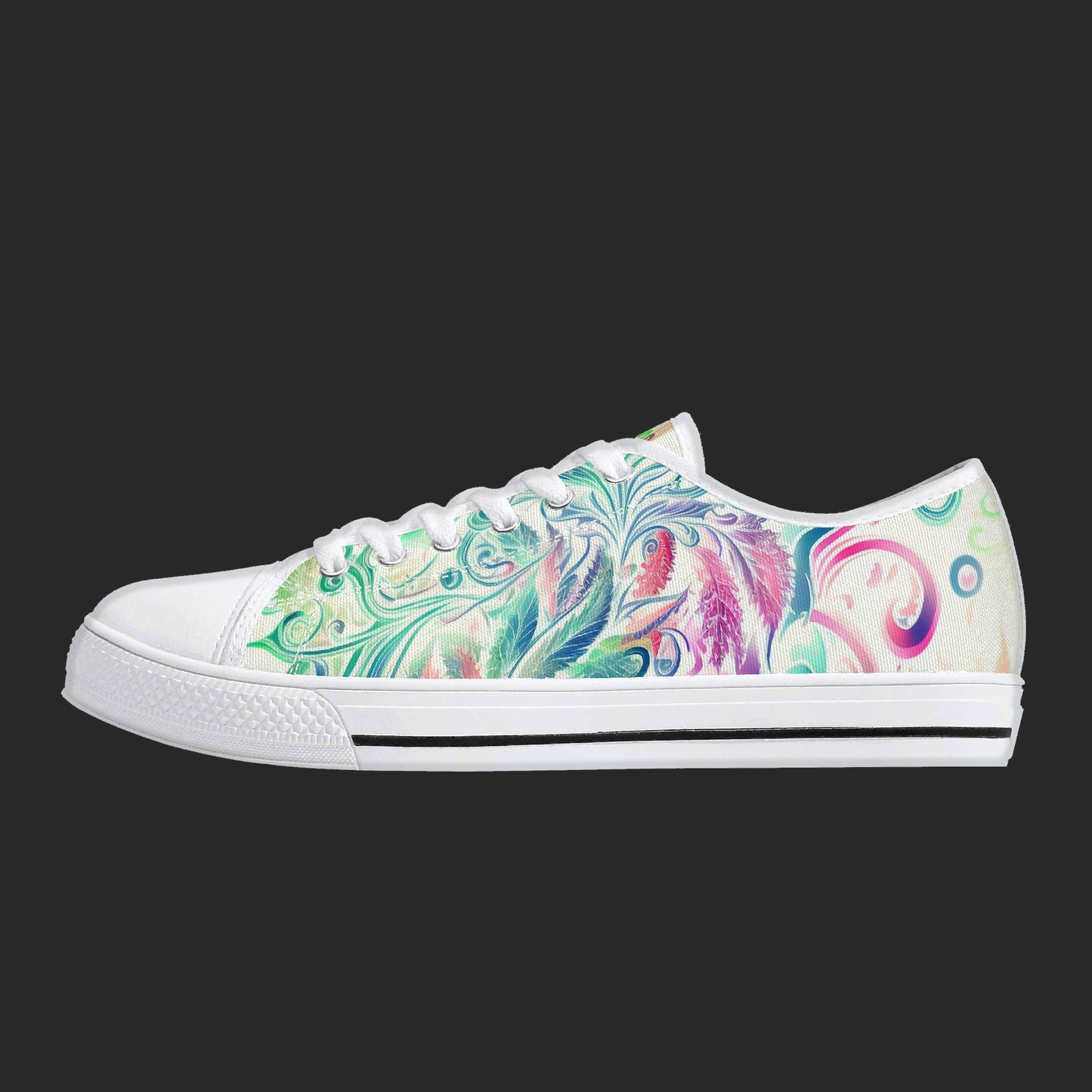 Aqua Swirl – Womens Low-Top Canvas Shoes
