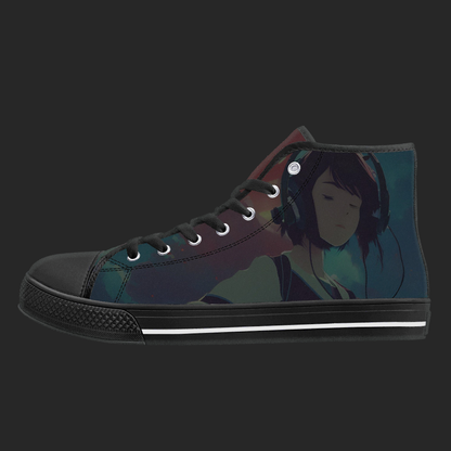 NightWave — Anime High-Top Canvas Sneakers (Blackout Edition)
