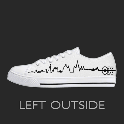 Oxford Skyline Low-Top Canvas Sneakers – Minimal Line Art City Design (white)