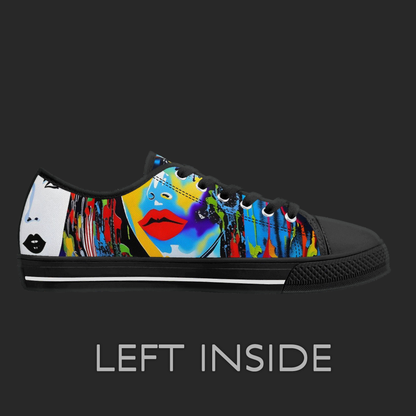 Urban Pop Art Low-Top Sneakers – Color Splash Portrait Edition
