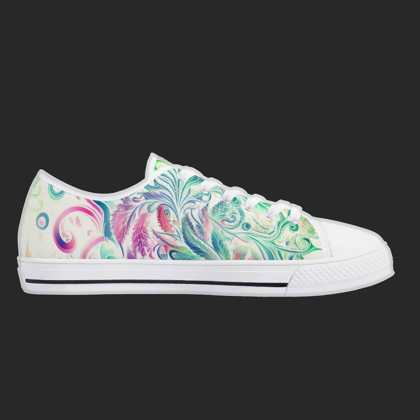 Aqua Swirl – Womens Low-Top Canvas Shoes
