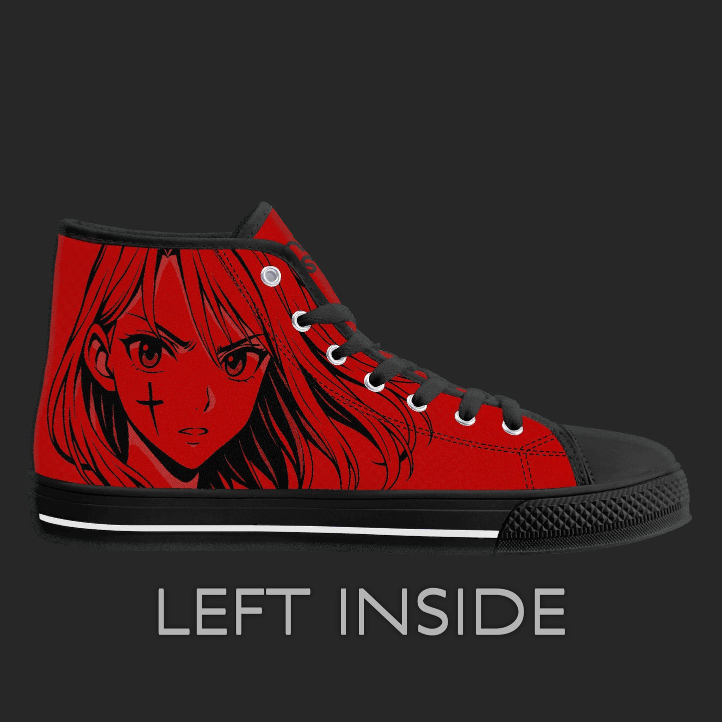 Crimson Rogue – Red Manga High-Top Canvas Sneakers