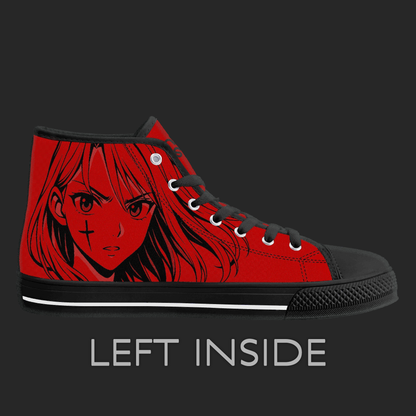 Crimson Rogue – Red Manga High-Top Canvas Sneakers
