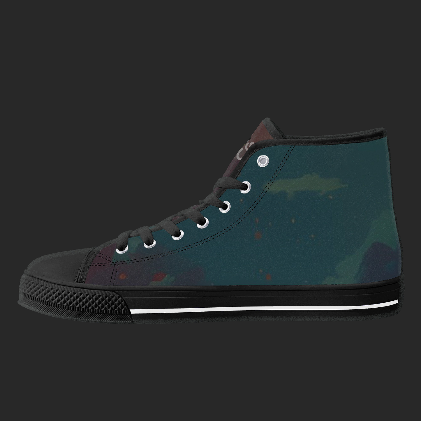 NightWave — Anime High-Top Canvas Sneakers (Blackout Edition)