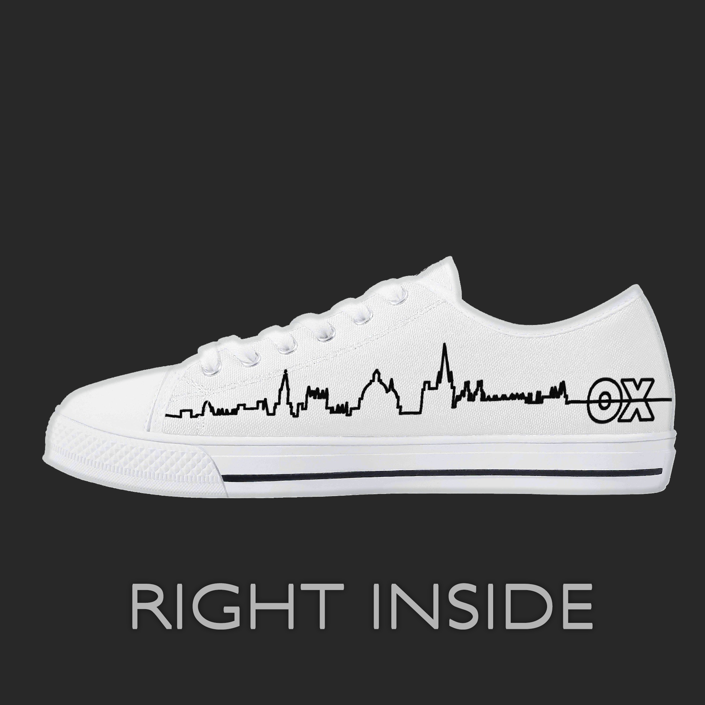 Oxford Skyline Low-Top Canvas Sneakers – Minimal Line Art City Design (white)