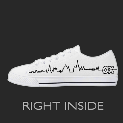 Oxford Skyline Low-Top Canvas Sneakers – Minimal Line Art City Design (white)