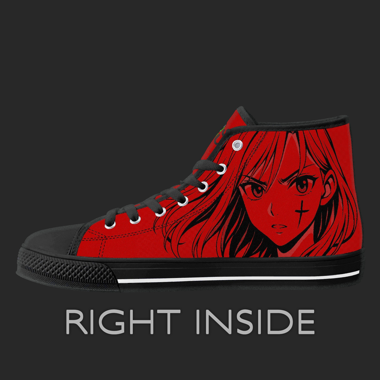 Crimson Rogue – Red Manga High-Top Canvas Sneakers
