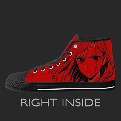 Crimson Rogue – Red Manga High-Top Canvas Sneakers
