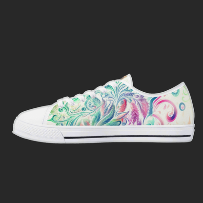 Aqua Swirl – Womens Low-Top Canvas Shoes
