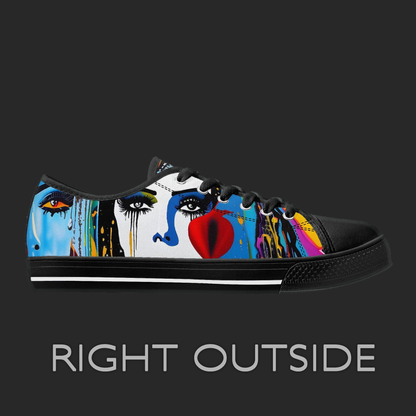 Urban Pop Art Low-Top Sneakers – Color Splash Portrait Edition