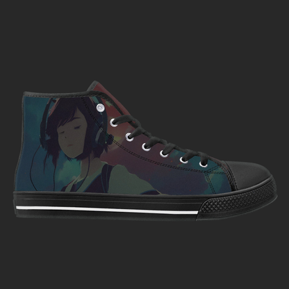 NightWave — Anime High-Top Canvas Sneakers (Blackout Edition)