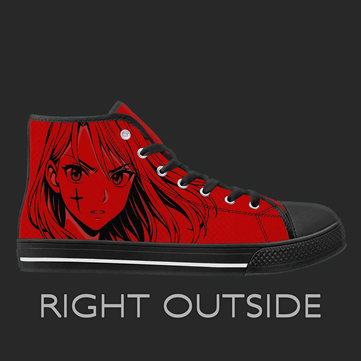 Crimson Rogue – Red Manga High-Top Canvas Sneakers